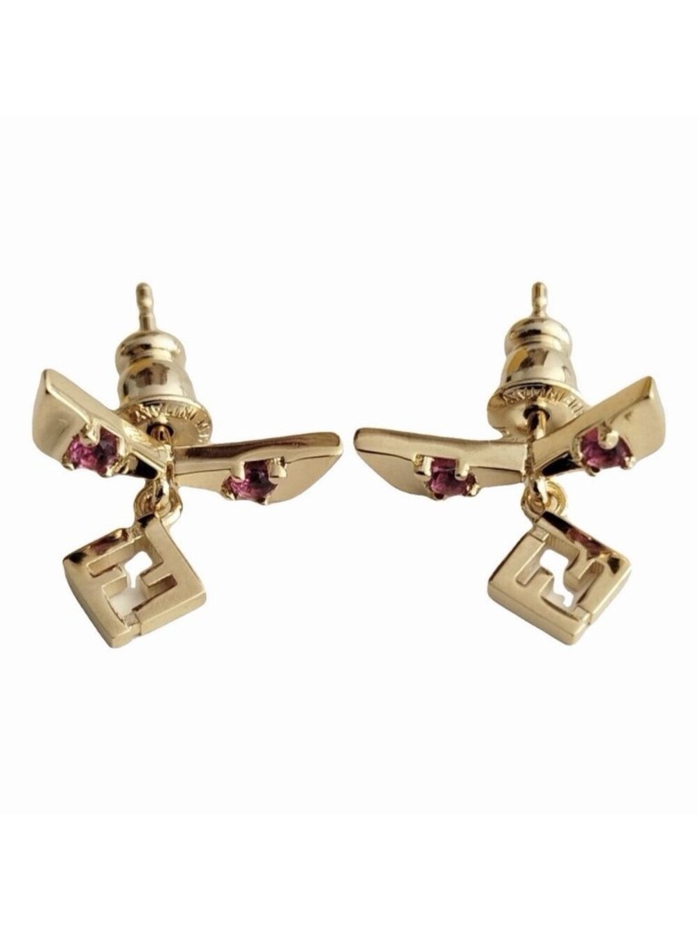 NEW FENDI Earrings Monster Pink Gold 100% Authentic W/box